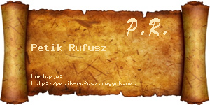 Petik Rufusz névjegykártya